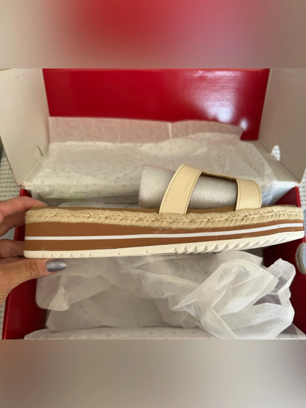 Journee Collection Rosalinda Platform Espadrille Sandal- Bone